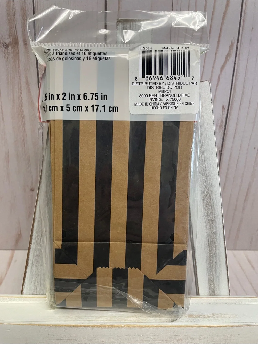 Celebrate It Black and Kraft Stripe Paper Sacks with Chalkboard Labels